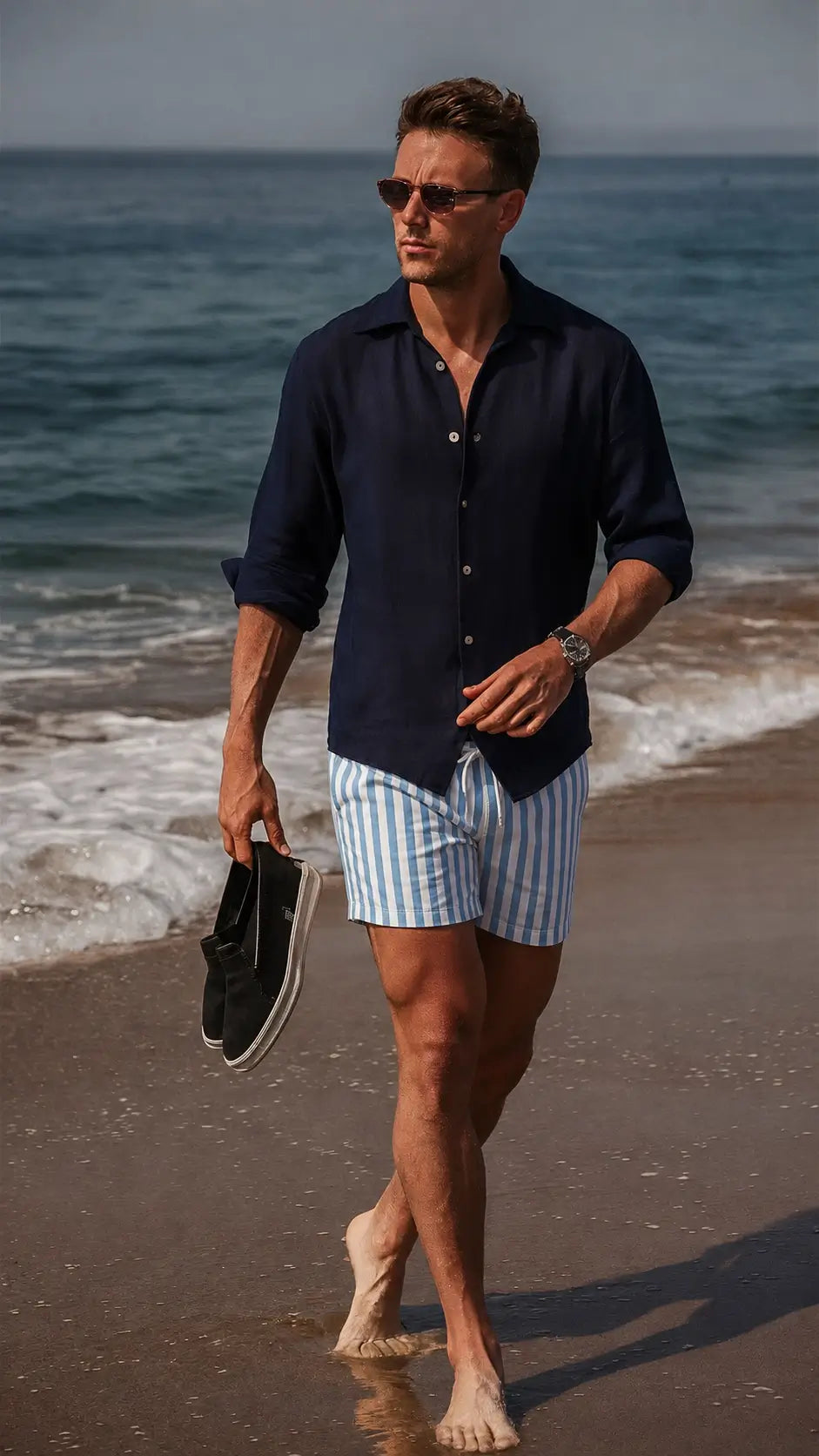THE AZURE STRIPE SHORTS