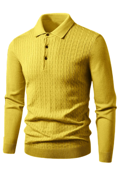 Yellow sweater with a collar on a white background