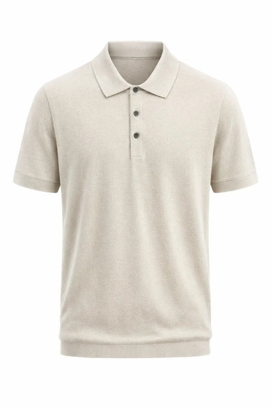 Beige polo shirt on a white background