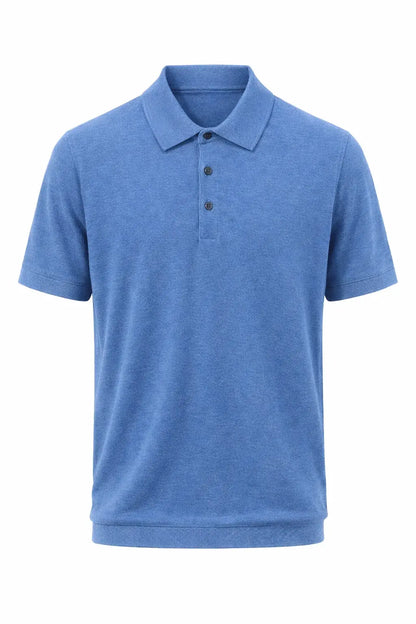 Blue polo shirt on a white background