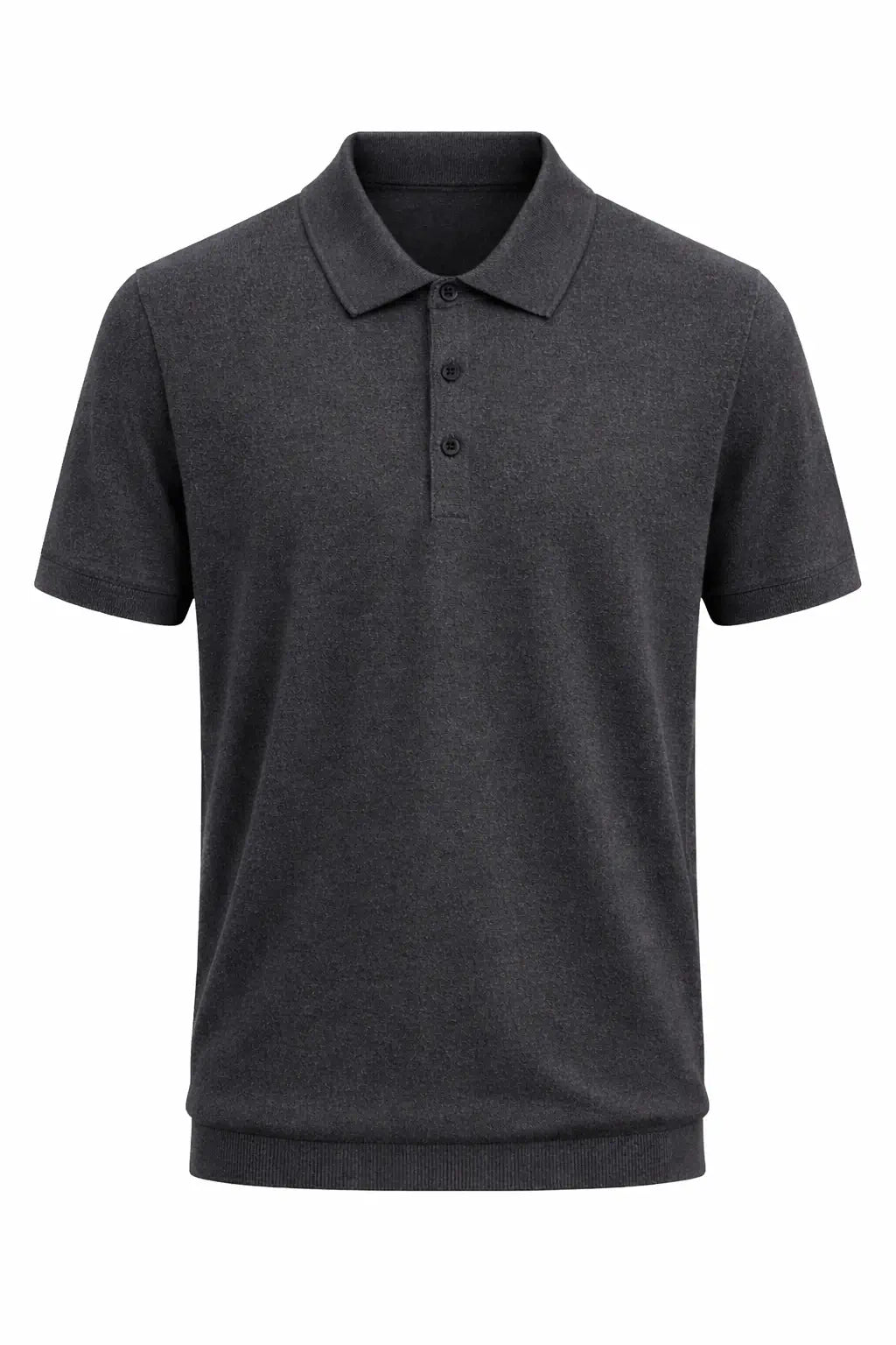 Dark gray polo shirt on a white background