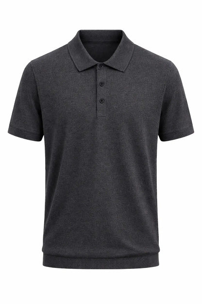 Dark gray polo shirt on a white background