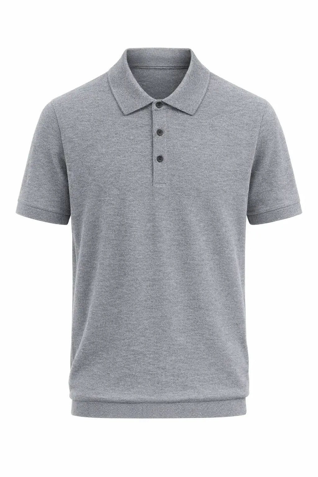 White polo shirt with a small logo on a white background