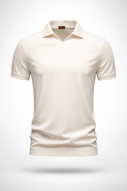 Beige polo shirt on a white background