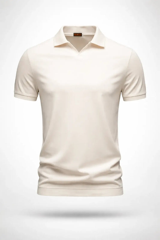 Beige polo shirt on a white background