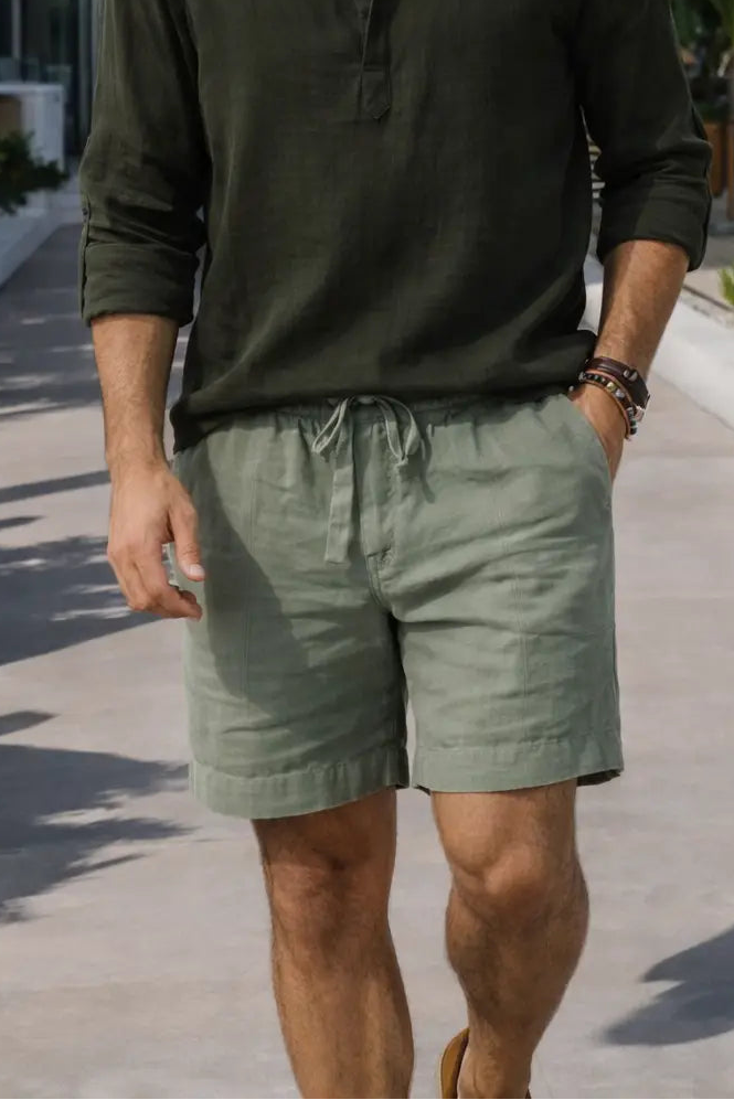 THE SANTORINI LINEN SHORTS