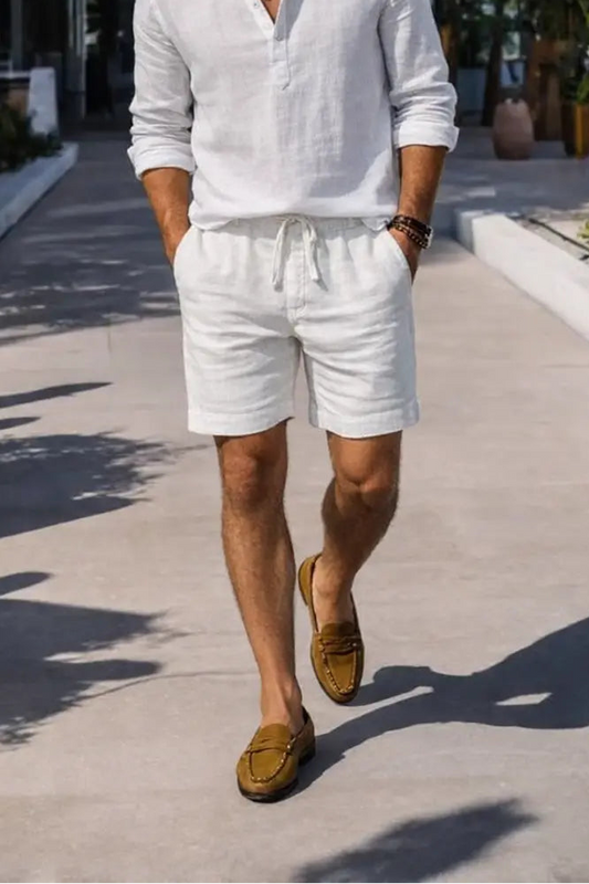 THE SANTORINI LINEN SHORTS