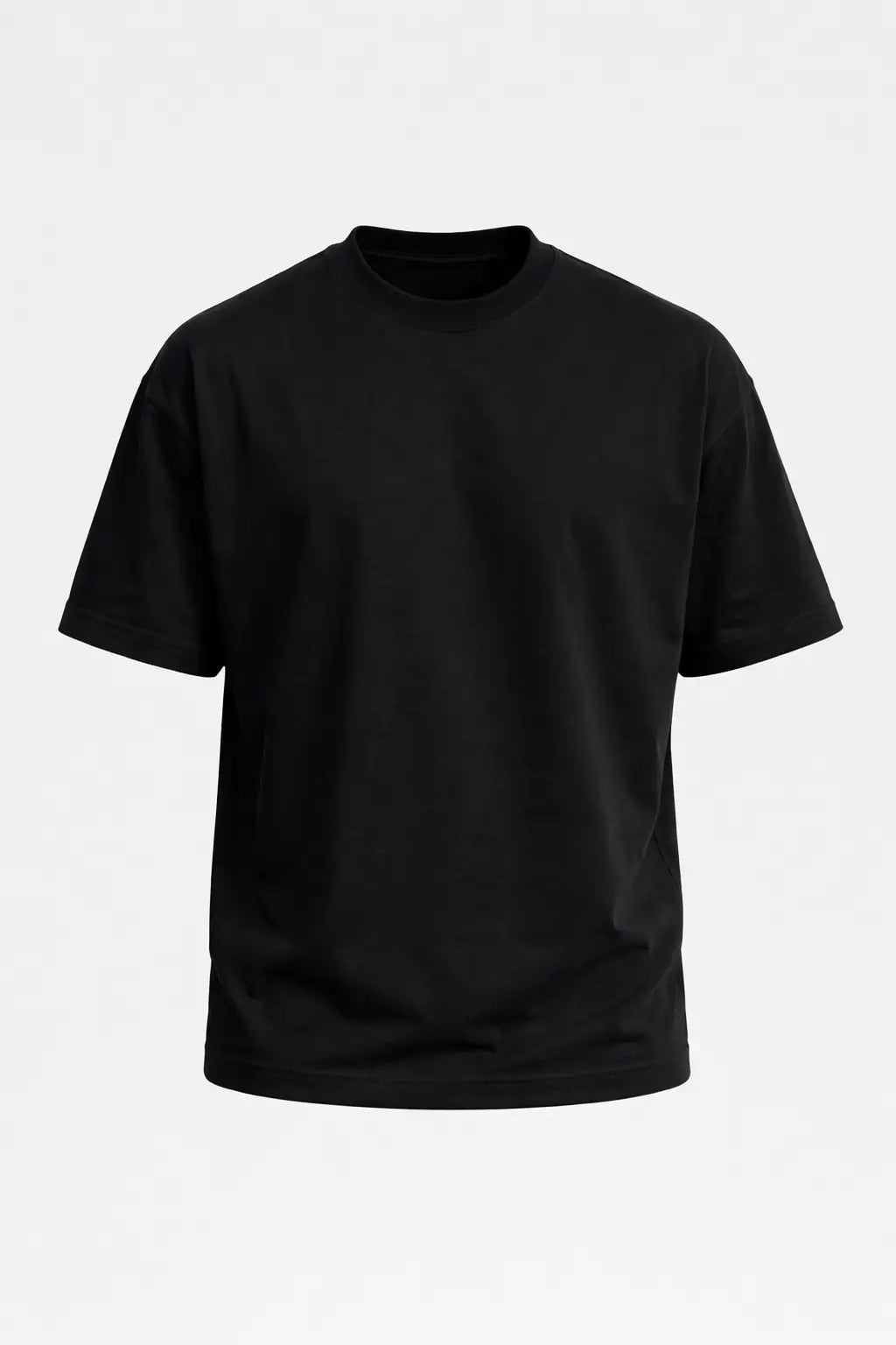 Black t-shirt on a white background
