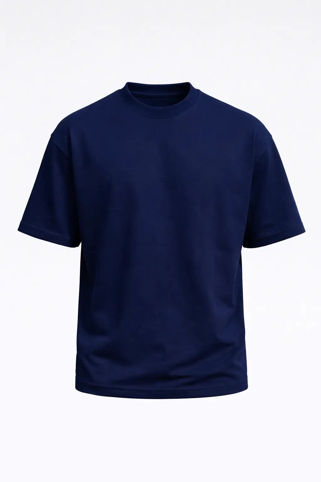Navy blue t-shirt on a white background