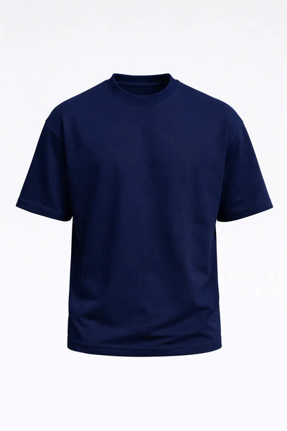 Navy blue t-shirt on a white background