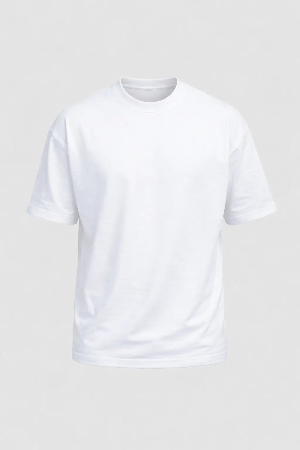 White t-shirt on a light gray background
